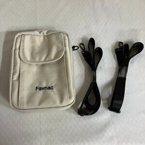 Favnac Unisex White Fanny Packs Crossbody Bag With 2 Black Shoulder Straps